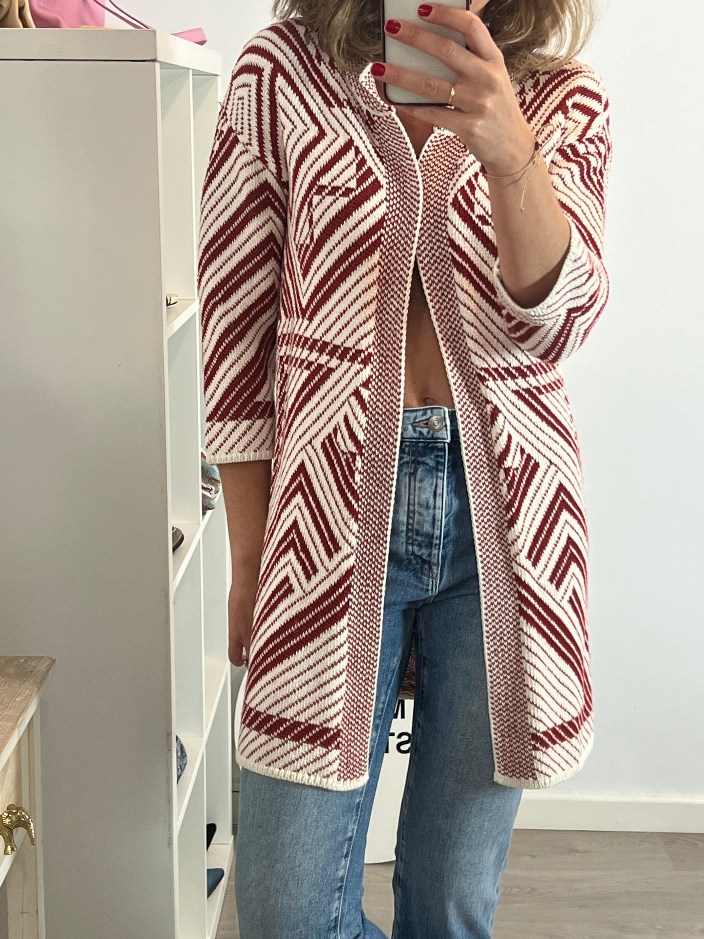 MASSIMO DUTTI. Kimono bicolor punto