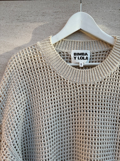 BIMBA Y LOLA. Jersey largo / vestido corto calado
