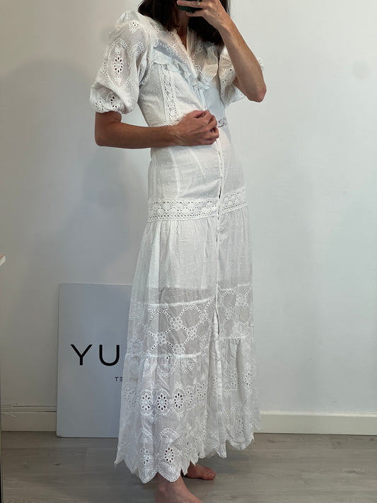 OTRAS. Vestido blanco troquelado  T XS