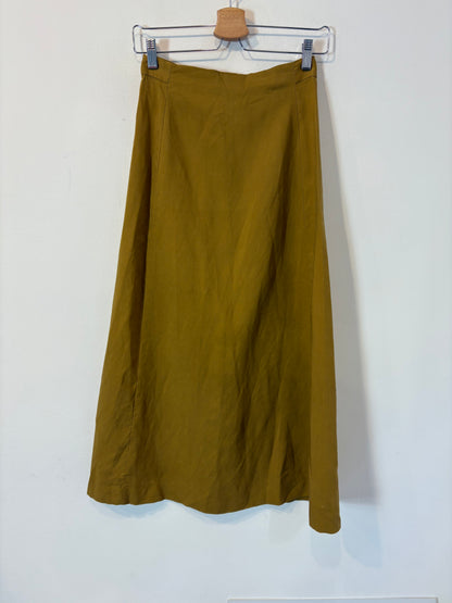 ZARA. Falda denim caqui. T XS