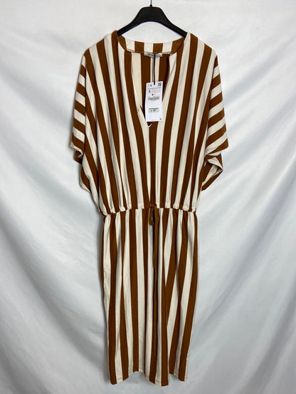 ZARA. Brown striped dress TS