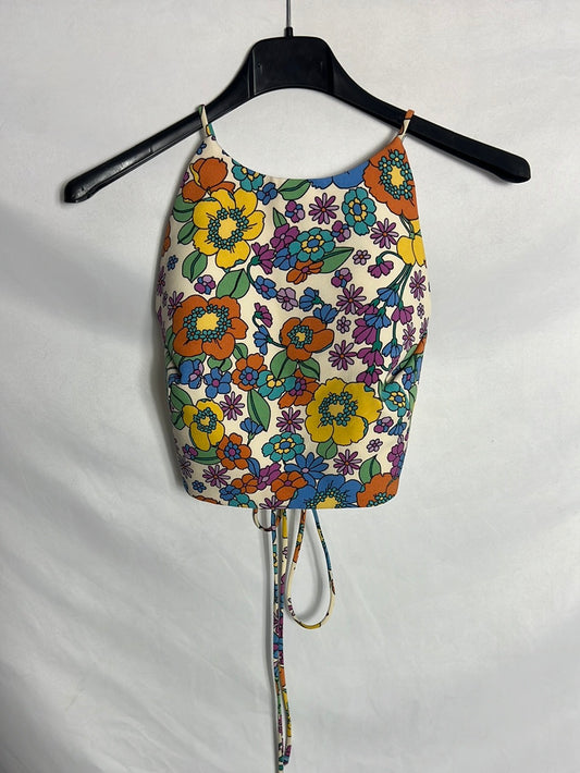 ZARA. Crop top flores. T M