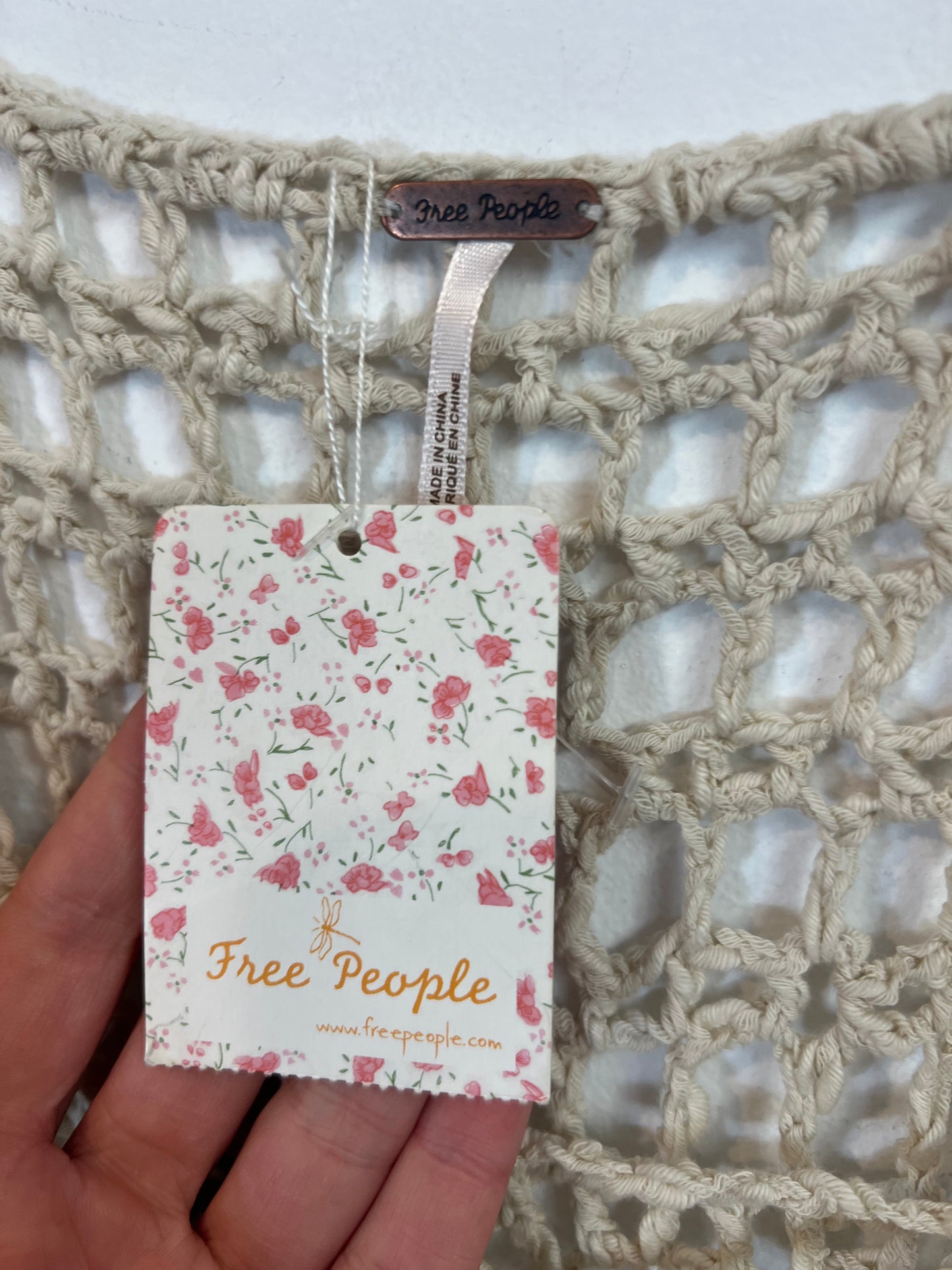 FREE PEOPLE. Top beige punto amplio. T M