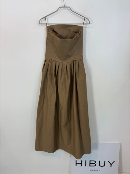 ZARA. Vestido palabra de honor caqui