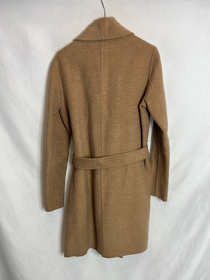 MASSIMO DUTTI. Abrigo fino camel lana. T M