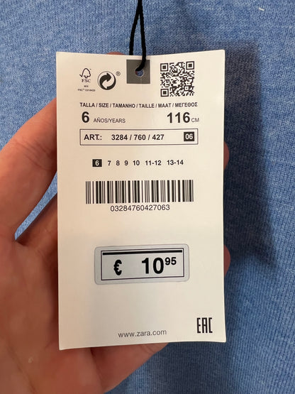 ZARA. Blue round-neck sweater. Size 6 years