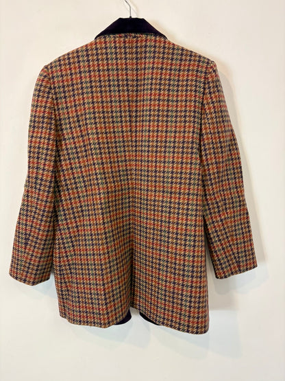 BYAN. Blazer lana cuadros solapa terciopelo