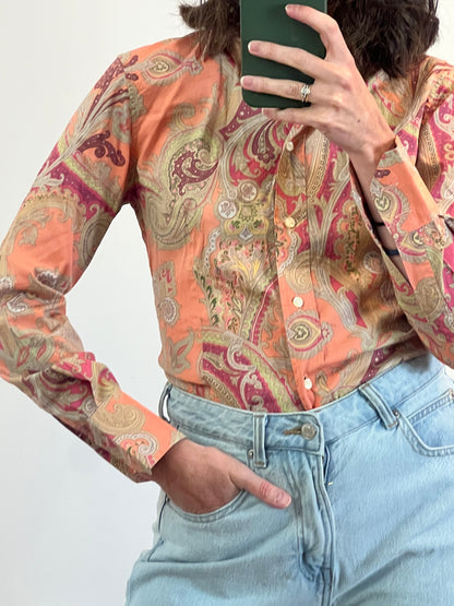 ETRO. Camisa salmón  estampada . T 34