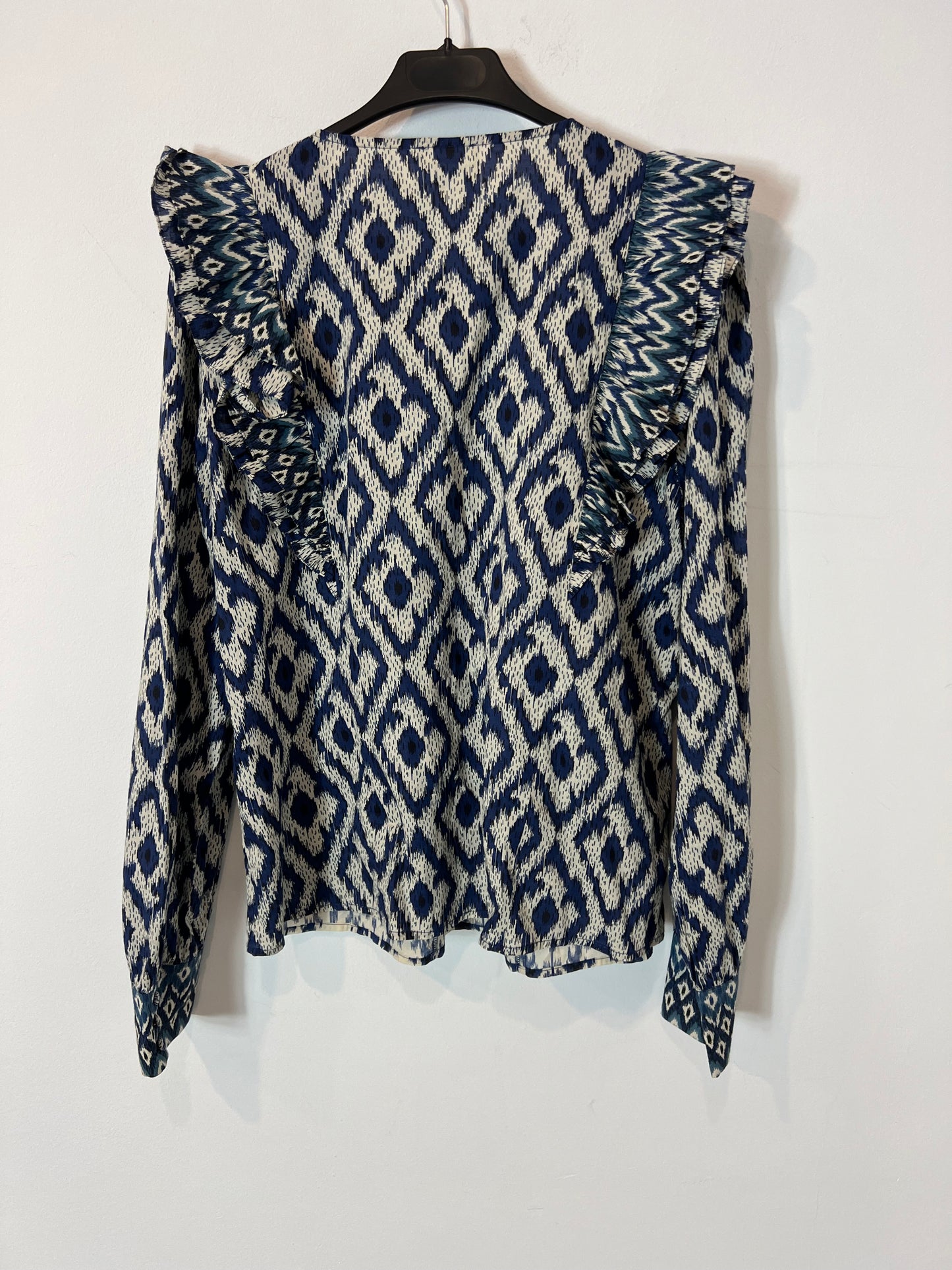 SEZANE. Blue printed blouse, size 42