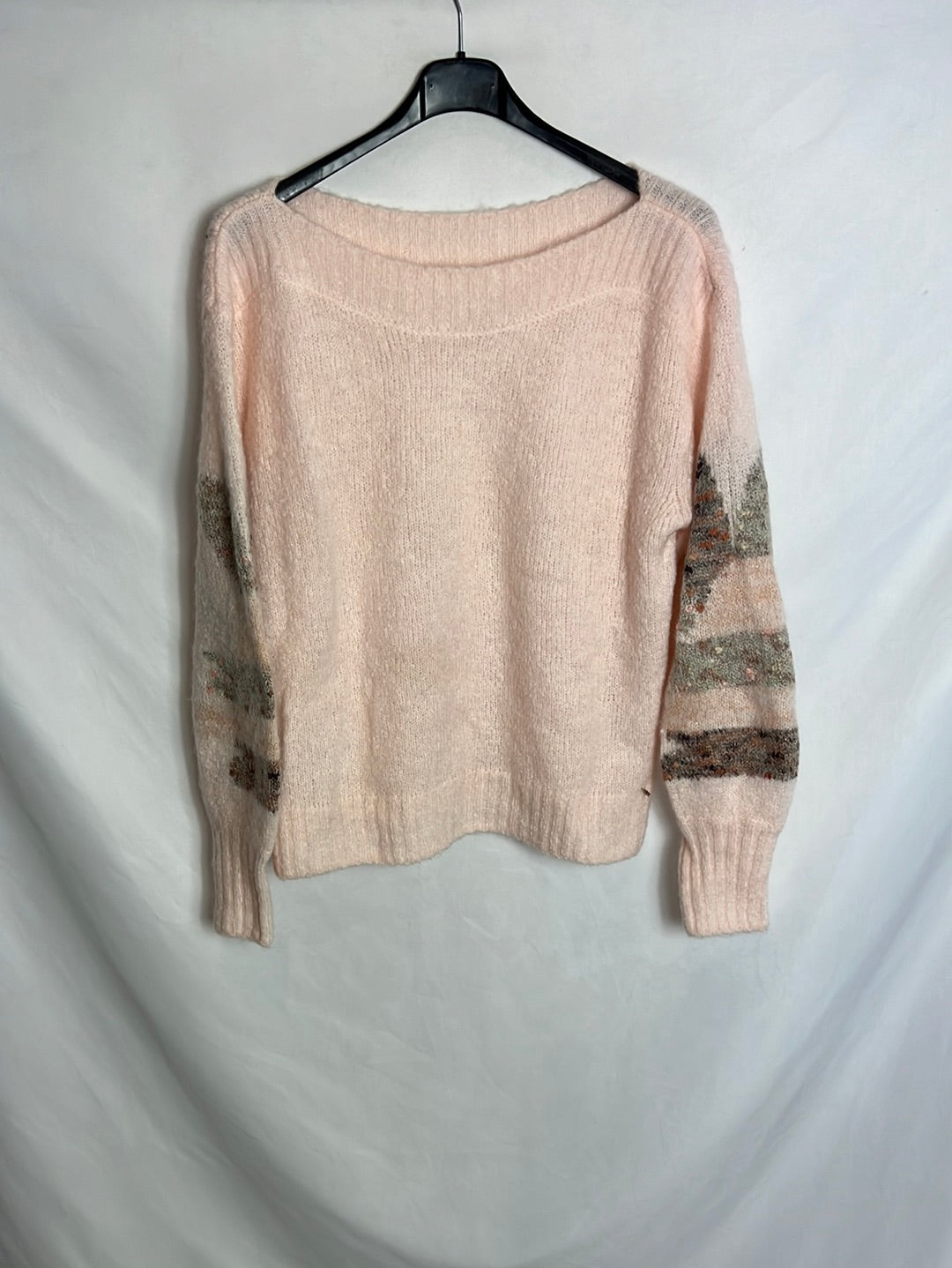 PETITS  HAUTS Jersey rosa claro cuello barco. T 0(S)