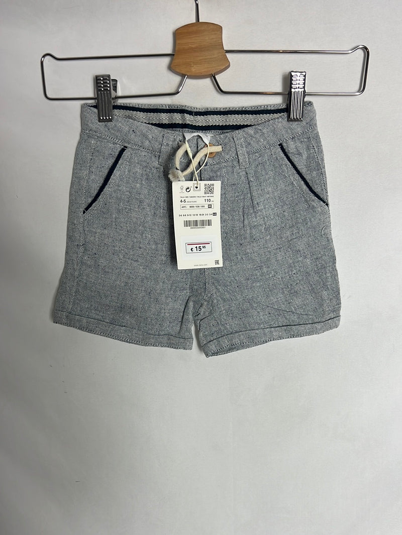ZARA. Pantalón corto gris jaspeado T 4-5 años