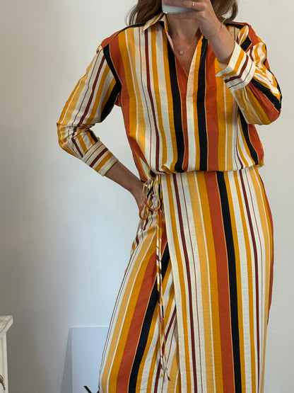 GANT. Striped skirt and blouse set. Size XS/S