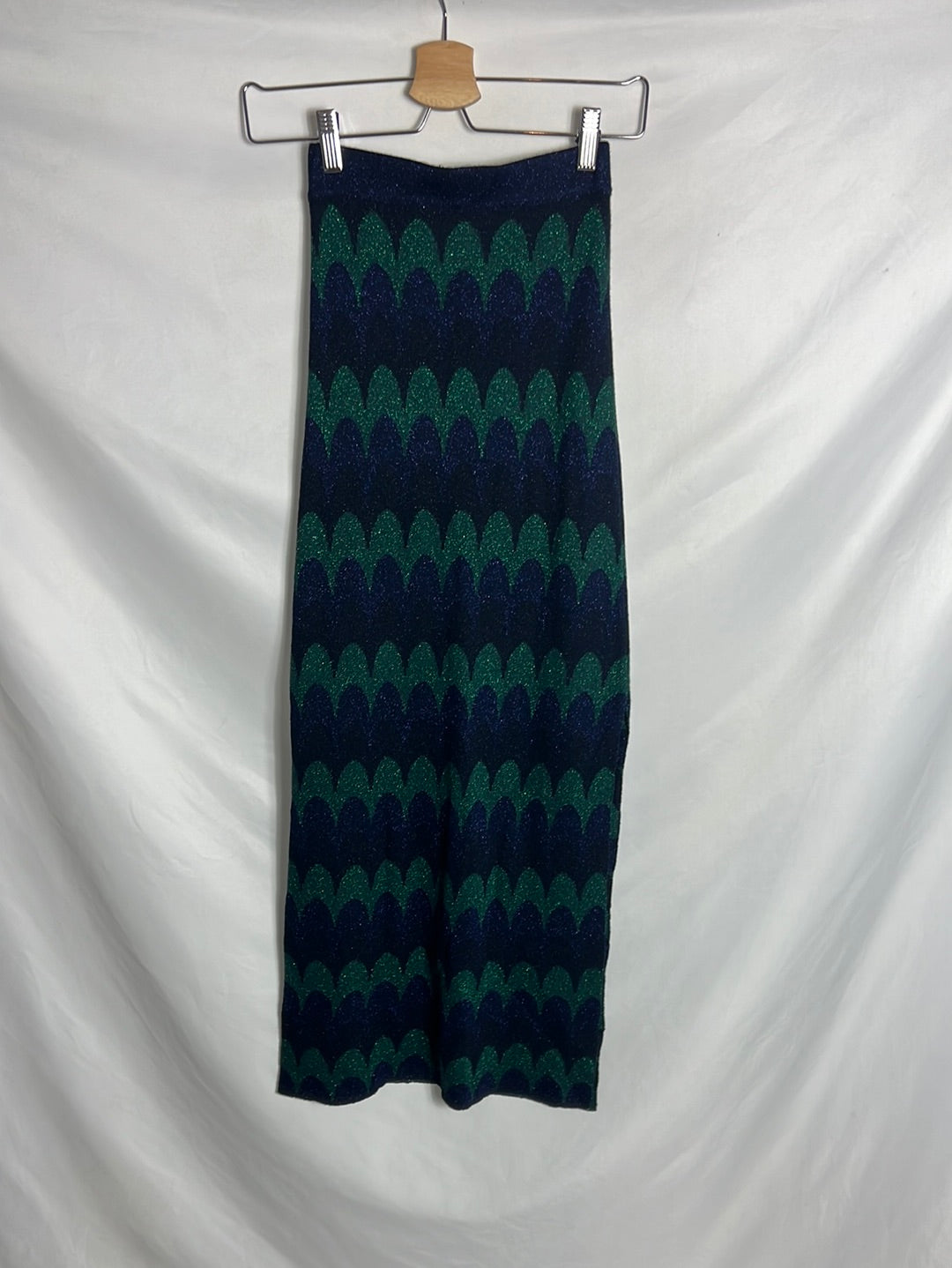 NICOLI. Falda midi punto hilos brillo. TU (xs/s)