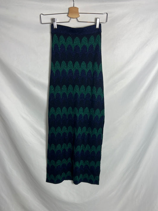 NICOLI. Falda midi punto hilos brillo. TU (xs/s)