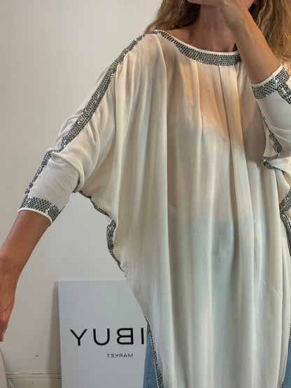 THOMAS WYLDE. Vestido corto kaftán seda