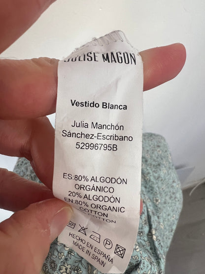 JULISE MAGON. Vestido largo asimétrico flores mini. TU (S/M)