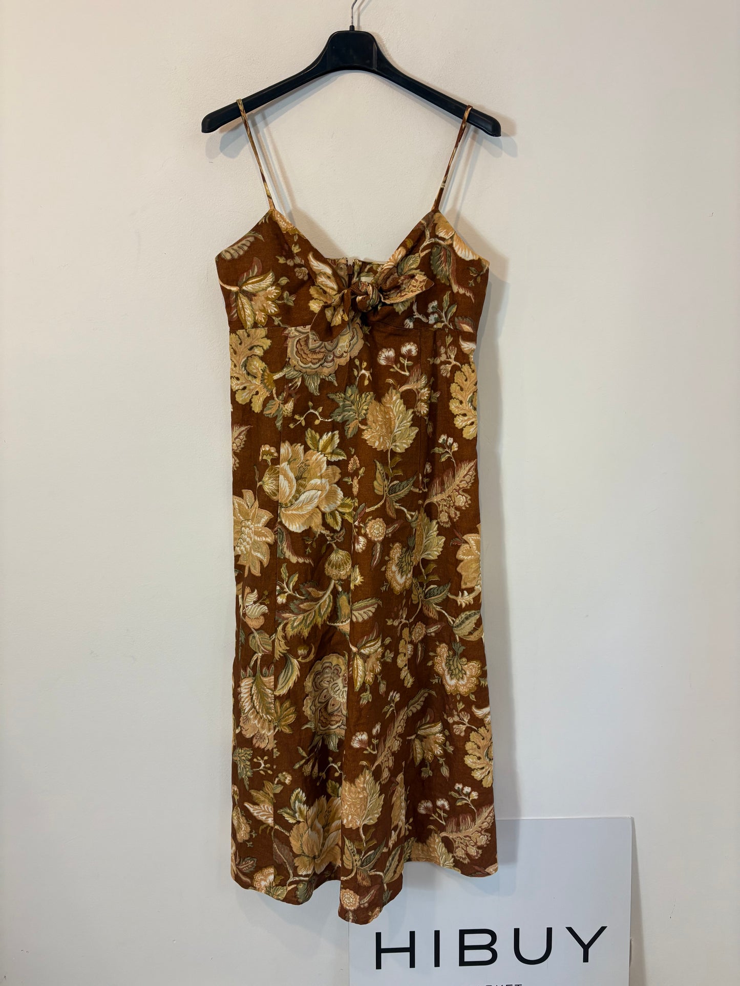 SÉZANE. Vestido midi con lino estampado. T 38