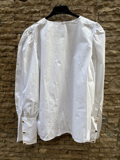 PARIS 64. White blouse with diamond buttons Ts