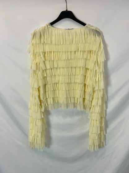 ZARA. Pastel jacket with fringes Ts