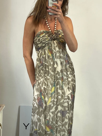 BI^NK LONDON. Vestido largo gasa flores. T M