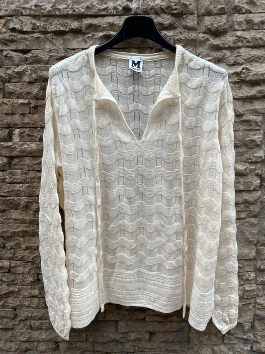 MISSONI. Beige knit top with sleeve detail. TM 