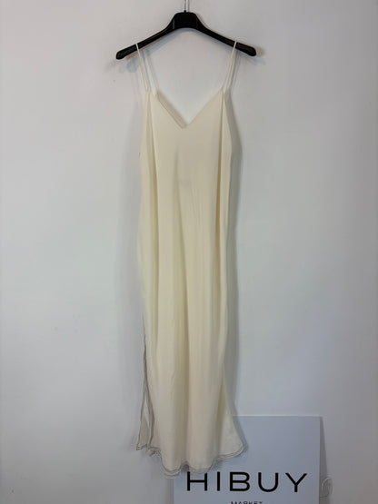 ZARA. Vestido largo lencero costuras. T S