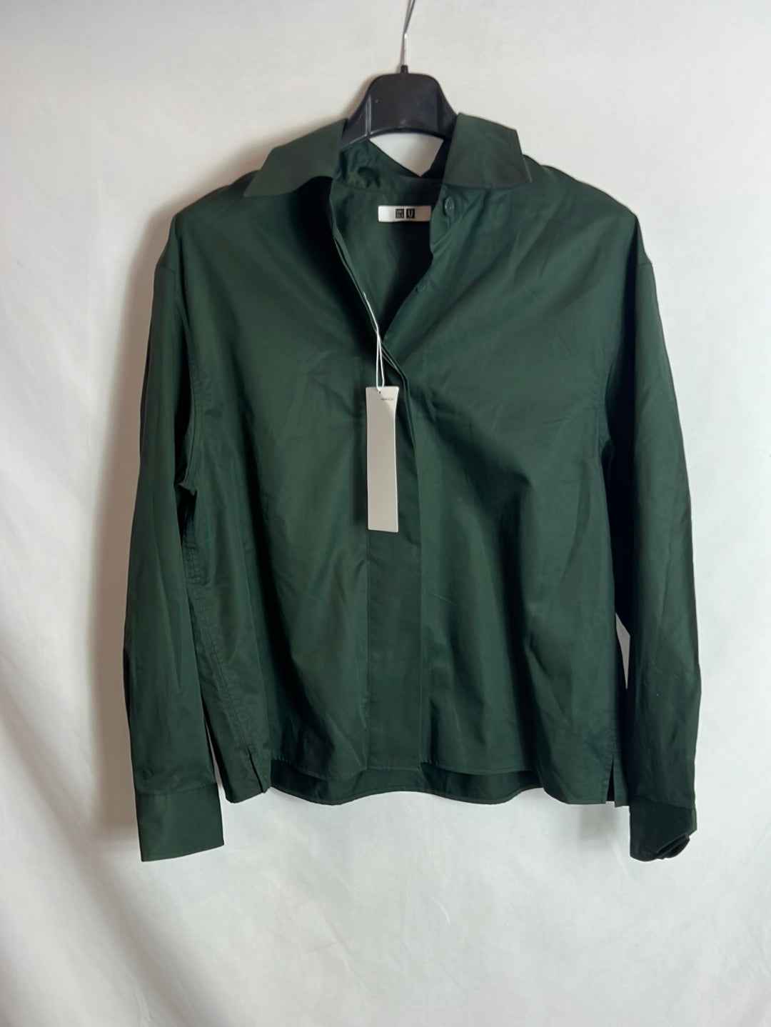 UNIQLO. Camisa verde oscuro algodón. T XS (s/m)