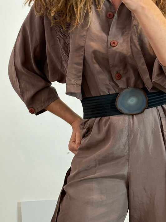 OTRAS. Cinturón negro elastico piedra