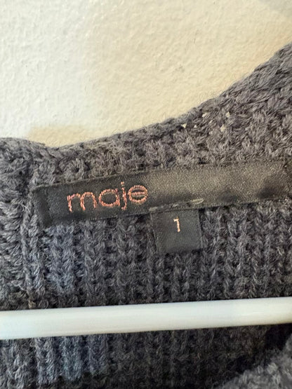 MAJE. Jersey gris lana detalle hombros