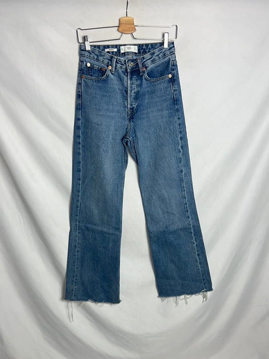 MANGO. Denim pata ancha abotonado. T 34