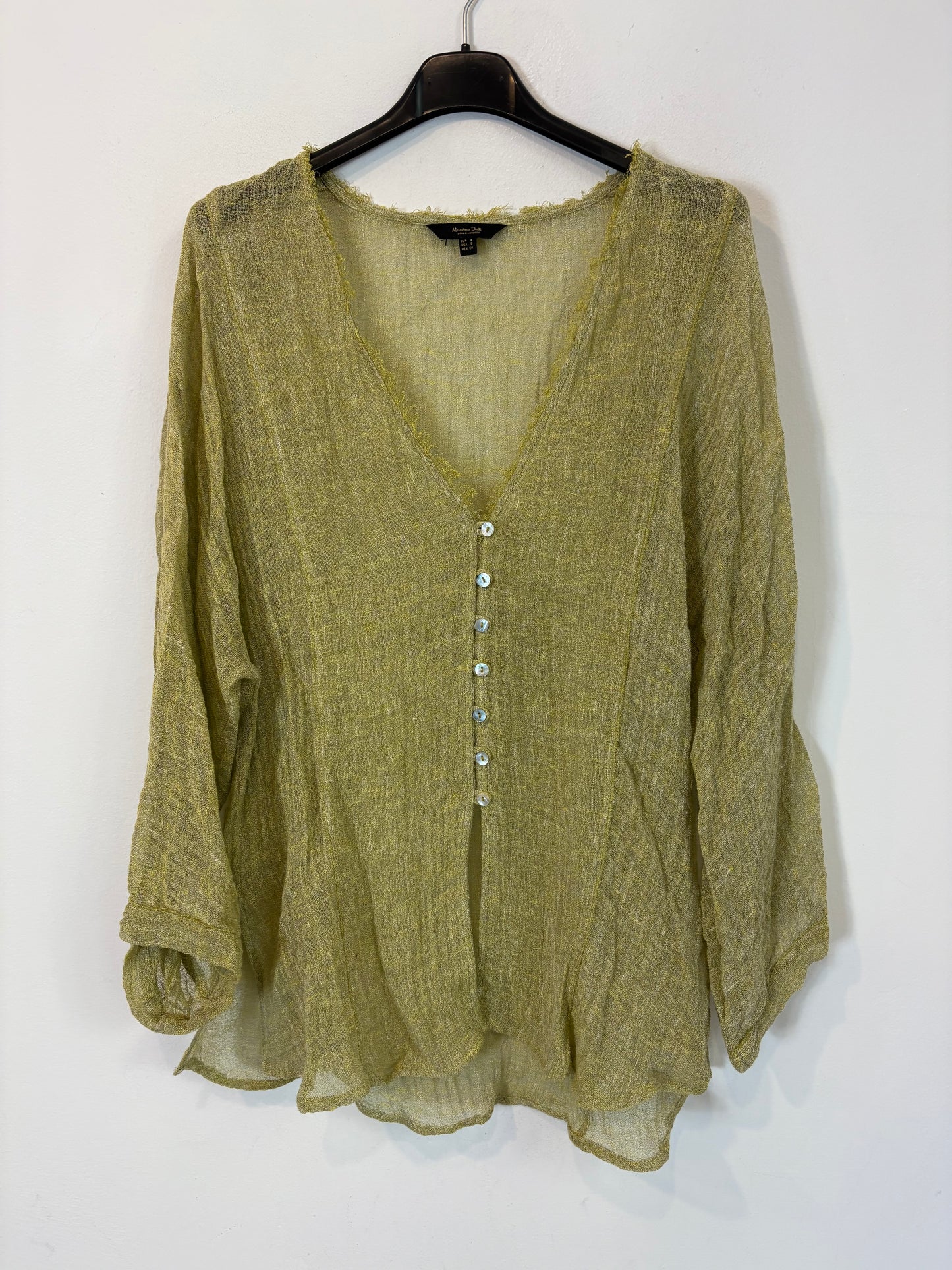 MASSIMO DUTTI. Blusa verde textura. T S