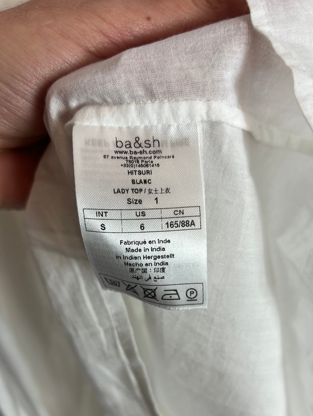 BA&amp;SH. White blouse with crochet details. Size 1(S)