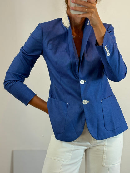 KITON. Blue cashmere and silk blazer. Size 42 (M)