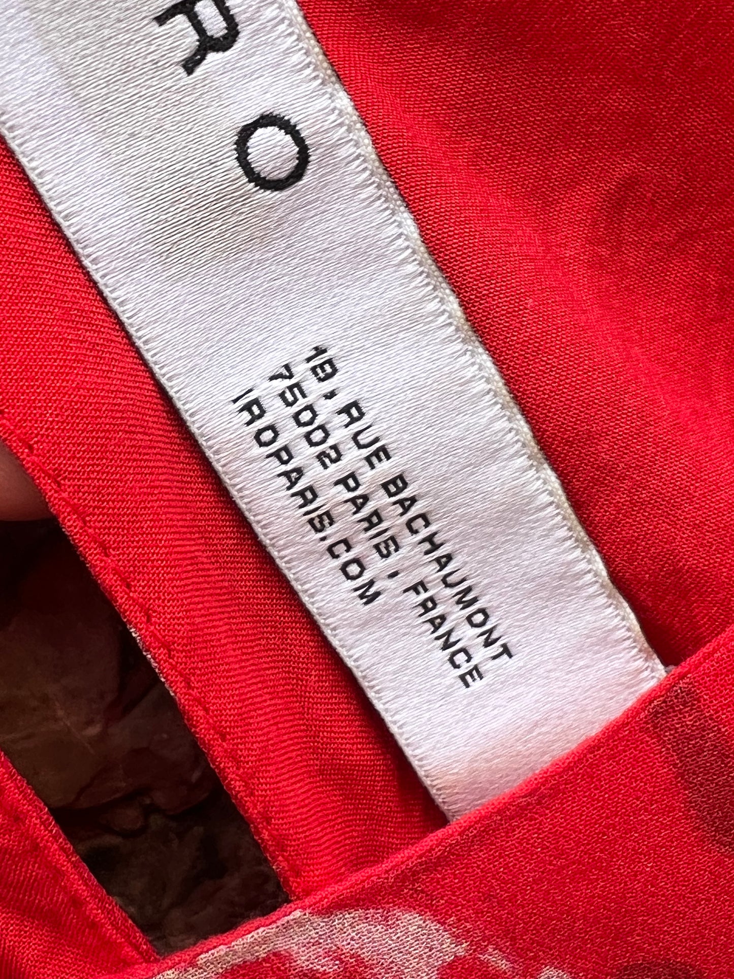 IRO. Asymmetrical print red dress. Size 36