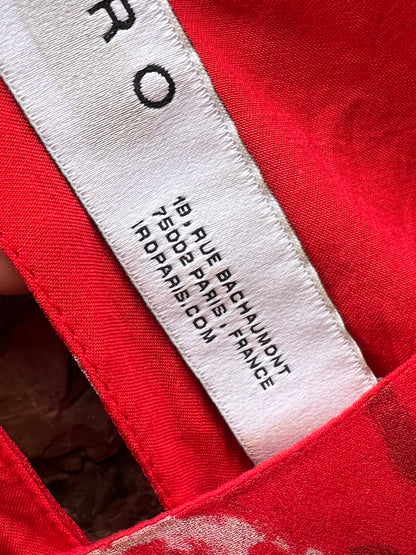 IRO. Asymmetrical print red dress. Size 36