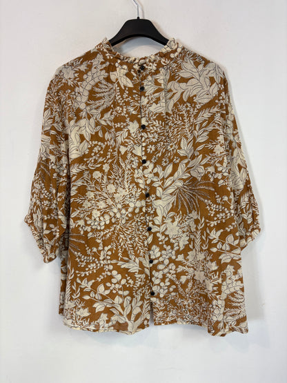 DES PETITS HAUTS. Blusa fluida estampado mostazas