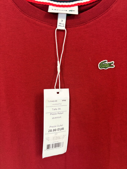 LACOSTE. Camiseta burdeos logo. T 3 años