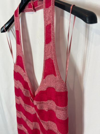 MANGO. Short pink dress with shiny threads. Size XXS