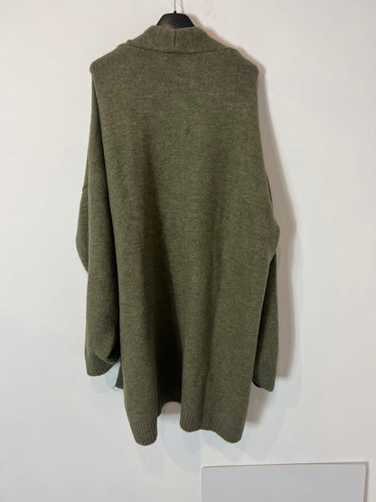 MANGO. Cárdigan verde troquelado T.m