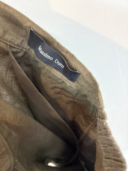 MASSIMO DUTTI. Bermuda lino caqui