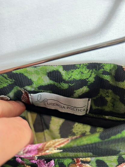 POETIC LICENSE. Embroidered tulle midi skirt. Size 36