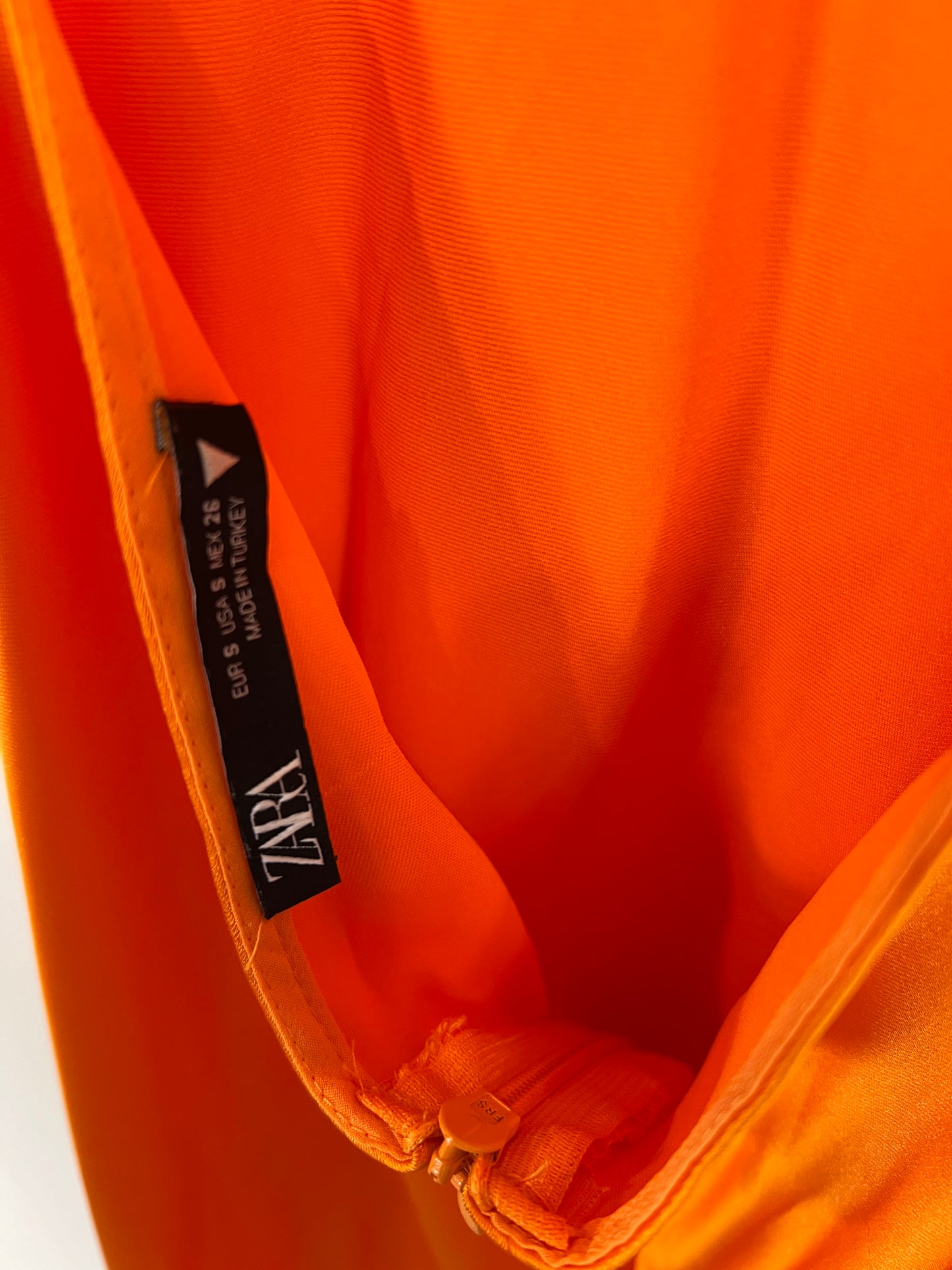 ZARA. Vestido lencero naranja T.s