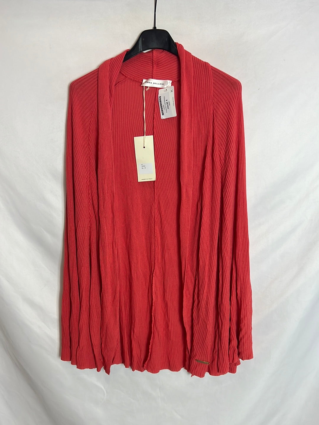 ANNA BELLONI. Fluid cape-effect ribbed cardigan. TM