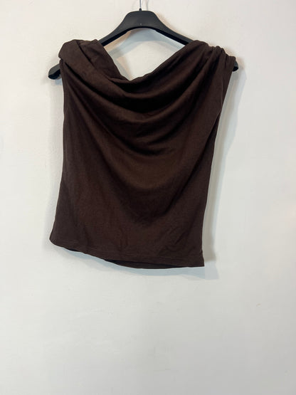 ZARA. Top marrón cuello asimétrico