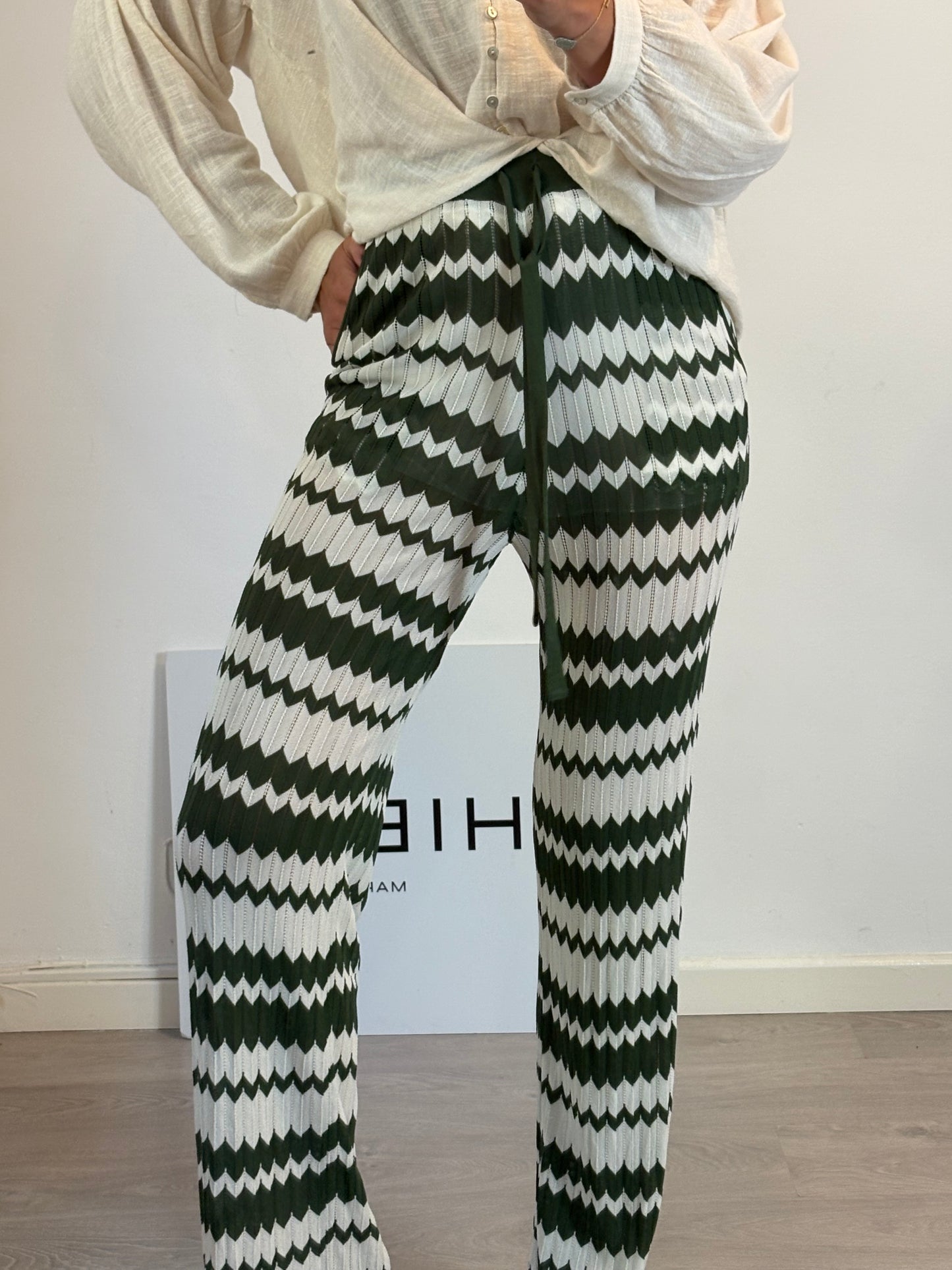 PAROSH. Pantalón punto rayas T.u (36)