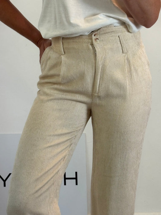 SEZANE. Pantalón fluido beige textura T.36