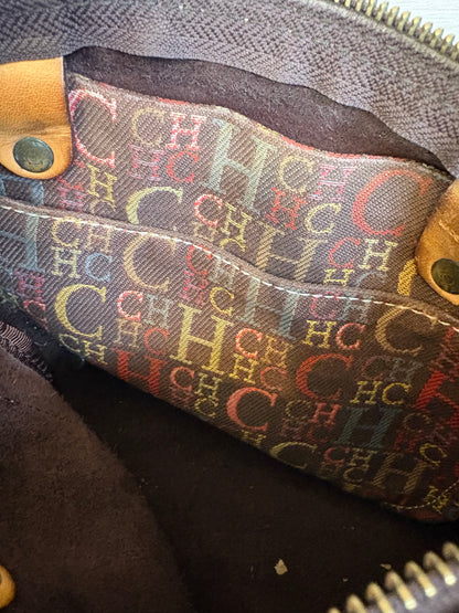 CAROLINA HERRERA. Bolso de mano marrón anagrama