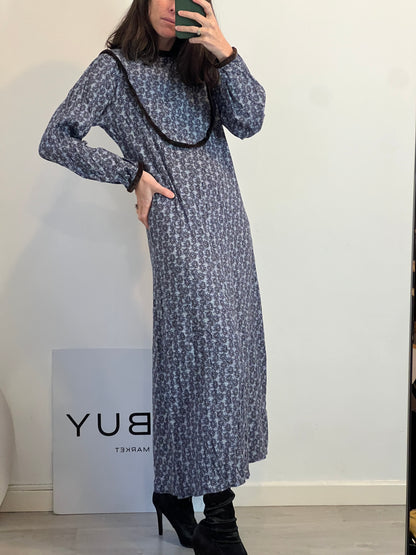 JOSEPHINE. Vestido midi estampado detalles en terciopelo