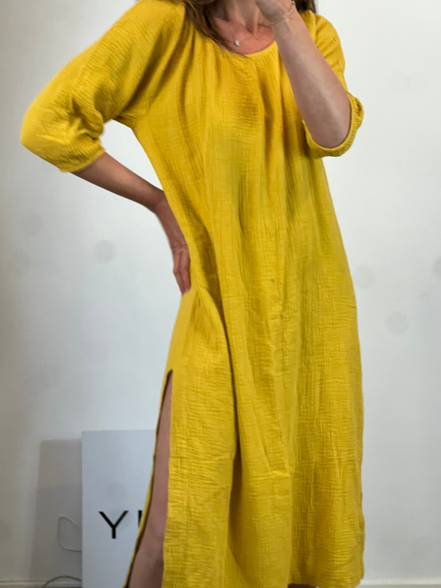 OTHERS. Long mustard bamboo dress. TM/L