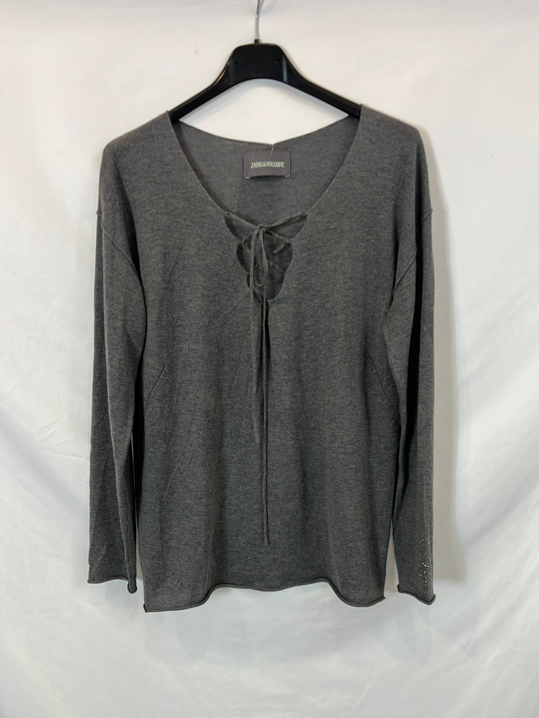 ZADIG&VOLTAIRE. Jersey gris seda y cashmere. T S